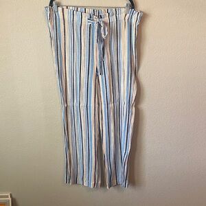 Studio JPR Striped Blue and Cream Drawstring summer pants
